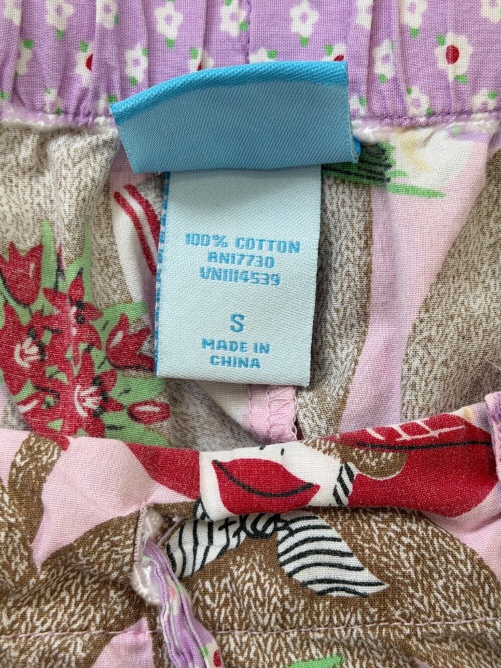 Nick & Nora Women Size S Capri Pajama Pant Sock Monkey Pink Purple Floral Cotton - Picture 6 of 7